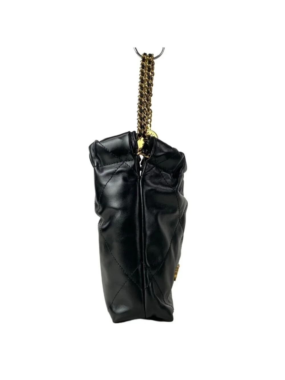 Chanel Handbag 22 Mini Black Chain Handle Vintage Gold Metal